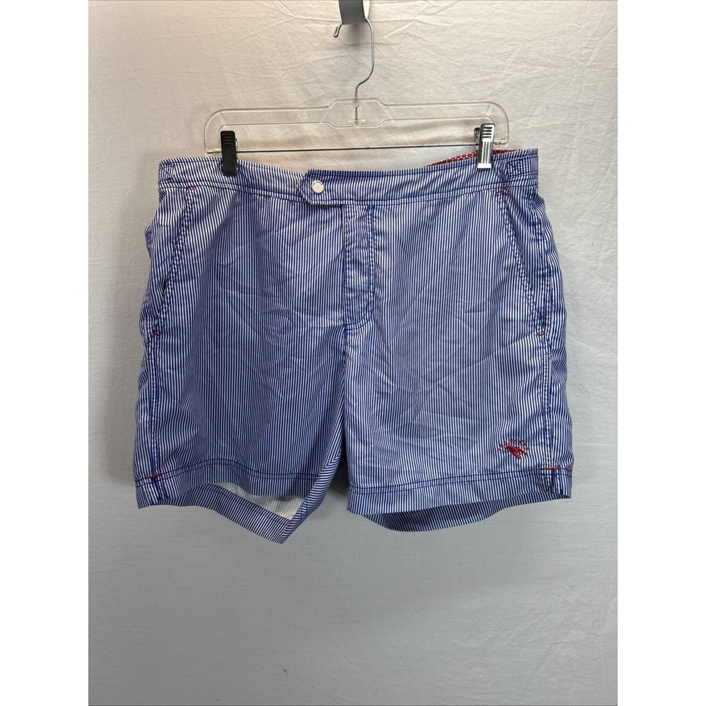 Ted Baker The World's Your Lobster Lined Blue stripe Swim Trunks Mens Size 5(XL)
